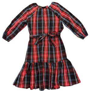 Women's DRAPER JAMES RSVP Long Sleeve Bow Back Plaid Holiday Dress Size XS NEW